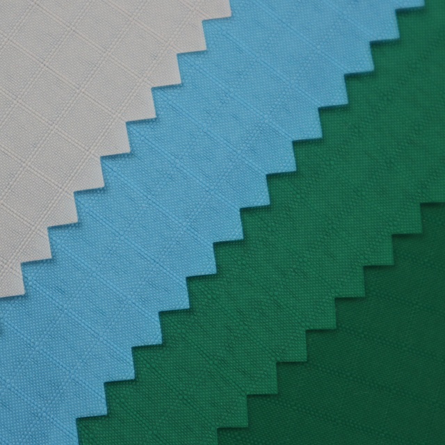 PU Coated 5mm Ripstop 100% Polyester Taffeta Fabric Cosmetic Bag Lining