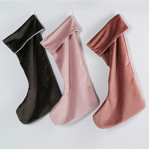 Grosir Kaus Kaki Dekorasi Pesta Kustom Hadiah Sublimasi Tas Santa Stoking Natal Beludru Merah Muda - Product Image 4