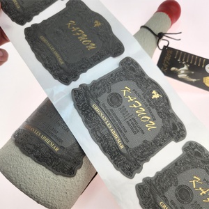 Wholesale Price Printed <b>Red</b> Wine Bottle Logo PU Leather Wine Beer Textured <b>Paper</b> Roll Self-adhesive Embossed Wine Bottle Label - Product Image 3
