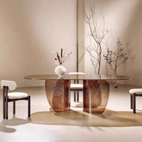 Table à manger en verre de luxe, ensemble de table à manger en verre 6 places