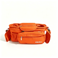 Organisateur de poussette, sac de rangement pour poussette avec 2 porte-gobelets, sac de rangement multi-poches pour accessoires de poussette