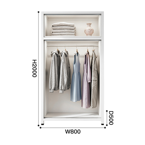 Armoire de chambre à coucher en acier sur mesure avec 4 portes battantes en polycarbonate, grande capacité, anti-poussière et élégante pour le rangement des vêtements - Product Image 4