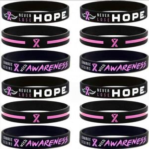สายรัดข้อมือซิลิโคนแจ้งเตือนทางการแพทย์สำหรับรณรงค์มะเร็งเต้านม ริบบิ้นสีชมพู พร้อมโลโก้แบบกำหนดเอง - Product Image 2