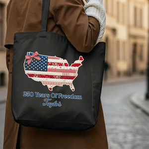 Borsa per il Giorno <span class=keywords><strong>dell</strong></span>'Indipendenza Personalizzata con Bandiera Floreale Americana, Borsa per il 250° Anniversario, Borsa in Tela Personalizzata con Mappa USA e 250 Anni di Libertà - Product Image 5