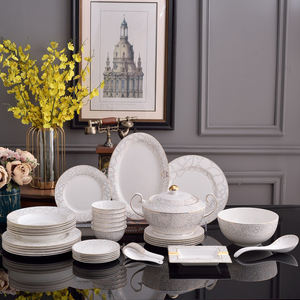 Service de table en céramique, 58 pièces, vaisselle, assiettes, contact alimentaire sûr, luxe, porcelaine fine, minimaliste - Product Image 2