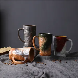 Benutzer definierte Vintage Keramik Ton Kaffeetasse Tasse große Plus Size Gradient glasierte Tee Keramik Bier Tasse Tasse