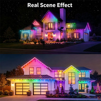 Luces Decorativas para Aleros de Techo, Nueva Tendencia, 40 LED/20 m, DC24V, Control Inteligente por Aplicación, PC+Silicona, IP67, Impermeables, para Fiestas, Hogar, Decoración Navideña