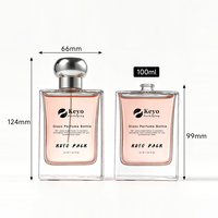 Flacon de parfum rectangulaire de luxe en verre épais de 100 ml (3 oz) avec capuchon pulvérisateur à bille argentée pour emballage de parfum