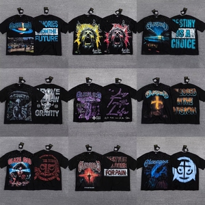 Abbigliamento di Marca di Lusso GLAZA <span class=keywords><strong>GOD</strong></span> per Uomo, Alta Qualità, Stampa con Lettere Viola, Manica Corta, Prezzo Basso, Vendita all'Ingrosso Personalizzata - Product Image 1