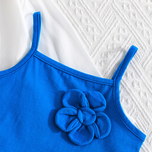 Conjunto de Tres Piezas para Niñas de 3 a 8 Años, Camisa Informal de Mezclilla, Blusa sin Mangas con Estampado Floral y Pantalones Cortos, Transpirable - Product Image 5