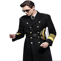 Vente en gros Manteau veste noir à manches longues pour hommes Manteau uniforme d'hiver pour les compagnies aériennes