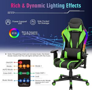 Échantillon gratuit Nouveau design Chaises de jeu de course Rgb Chaise de sport électronique Chaise de bureau de haute qualité <span class=keywords><strong>pour</strong></span> joueurs Chaises longues avec LED - Product Image 3