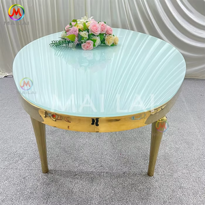 Nuovo di forma ovale grande acciaio inossidabile bianco <span class=keywords><strong>vetro</strong></span> superiore banchetto di nozze <span class=keywords><strong>tavolo</strong></span> da <span class=keywords><strong>sala</strong></span> per la vendita - Product Image 2