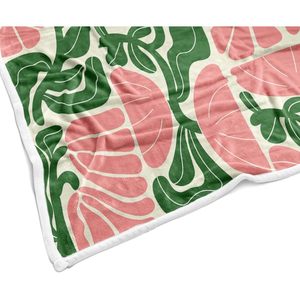 Manta Decorativa Boho Floral de DeeCabin, Estilo Vintage Retro, Patchwork Rosa y Verde, Botánica Geométrica Abstracta, Colorida, Ligera de Franela - Product Image 3