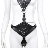 Meilleur prix pour cage de chasteté en cuir, harnais BDSM, vêtements de bondage pour esclave, jouet sexuel pour adultes, vêtements de bondage pour lesbiennes