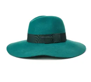 Cappello a cilindro personalizzato alla moda all'ingrosso cappello a tesa larga Fedora in feltro piatto cappelli da Cowboy Design da donna cappelli fedorali