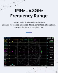 Sv6301a phân tích 1MHz-6.3Ghz 7inch 18650 mAh loại C sạc MF/<span class=keywords><strong>LF</strong></span>/<span class=keywords><strong>HF</strong></span>/VHF/<span class=keywords><strong>UHF</strong></span> ban nhạc sv6301a cầm tay Vector Mạng phân tích - Product Image 2