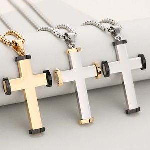 Collier avec pendentif croix unique en acier inoxydable pour hommes et femmes, bijoux amulette de prière chrétienne catholique, cadeaux de charme - Product Image 1