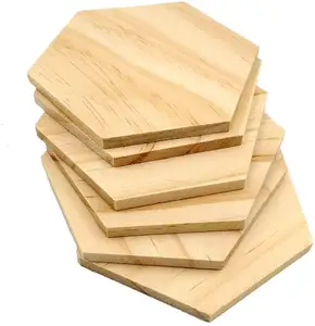 Formes de découpe en bois inachevé Forme hexagonale Tranches en bois Étiquettes de nom vierges avec trou Étiquettes cadeaux pour fête mariage Décoration de la maison