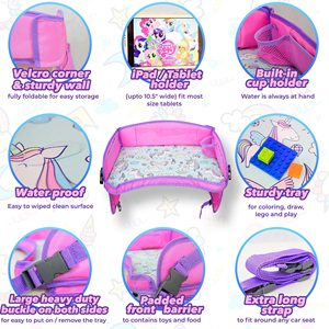 Échantillon gratuit Bureau portable en tissu Oxford pour enfants pour les voyages en avion, organisateur de jeu et de siège pour enfants avec fonction de rangement - Product Image 3