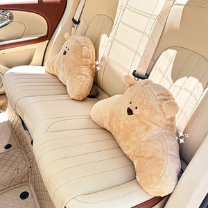 Cute Bear Car Headrest Neck Support Pillow Plush Lumbar <b>Cushion</b> Ergonomic Seat Pad For Car Four Seasons Use - Product Image 4