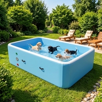 Extragroßer Rechteckiger Aufblasbarer PVC-Pool 20cm Dicke Drop-Stitch-Technologie Langlebiger Familien-Gartenpool Mit Abdeckung Handpumpe