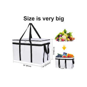Large Black Polyester Insulated Silk Screen Printed Reusable Grocery <b>Bag</b> Cooler Tote Zipper Shoulder Shopping Carrier for - Product Image 1