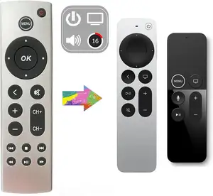 Remote pengganti Universal baru cocok untuk Apple TV 4K/ Gen 1 2 3 4/ HD A2843 A2737 A2169 A1842 A1625 A1427 A1469 A1378 A1218 dengan
