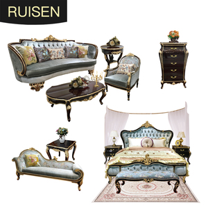 Ruisen Châu Âu sang trọng cổ điển rượu vang đỏ sofa 1123 gỗ rắn pháp Palace vải sofa khung gỗ rắn đồ nội thất cao cấp - Product Image 1