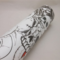 Vinilo Adhesivo para Automóviles con Diseño de Calavera en Blanco y Negro, Estilo Moderno y Genial