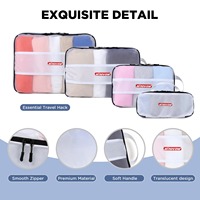 Ensemble de 4 cubes d'emballage de compression de sac noir personnalisés de style tendance personnalisable pour les voyages en plein air