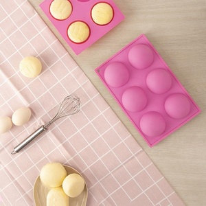 Moule en silicone à 6 cavités demi-sphères pour la pâtisserie domestique, idéal pour gâteaux, biscuits, bonbons et chocolats DIY - Product Image 1