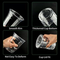 Vaso de Plástico PET Transparente Desechable de 16oz (98mm) con Tapa para Café Frío y Bebidas, Personalizable con Logotipo, Venta al Por Mayor para Cafeterías