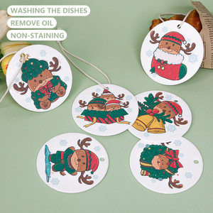 Éponge à vaisselle en coton de pulpe de bois imprimée avec un motif de Noël, biodégradable, pour nettoyer les casseroles et les poêles de cuisine - Product Image 2