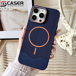 เคสโทรศัพท์เคลือบเงาทันสมัยสำหรับ <span class=keywords><strong>iPhone</strong></span> 17 16 15 14 <span class=keywords><strong>Pro</strong></span> Max ดีไซน์ลายเส้นสไตล์อินส์ รองรับการชาร์จไร้สายแบบแม่เหล็ก สีพื้น - Product Image 6