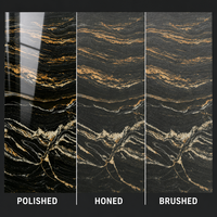 Prix de la dalle de quartzite noir fusion de luxe |   Dalle de pierre noire veinée or audacieuse pour îlot de cuisine, plan de travail, ou décoration murale
