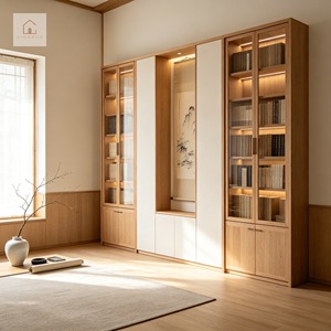 Ensemble de bibliothèques sur mesure XINGRUO style <span class=keywords><strong>provincial</strong></span> français, blanc crème, intégré, pour projets de résidences haut de gamme - Product Image 2