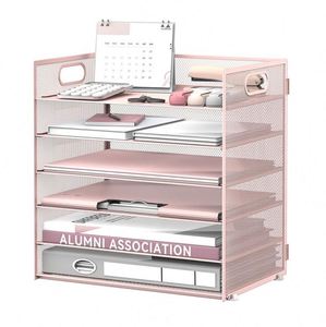 6 Tier Metal Mesh Paper <b>File</b> Organizer for Desk Paper Letter Tray Organizer Mesh Desk <b>File</b> Organizers with Handle - Product Image 4