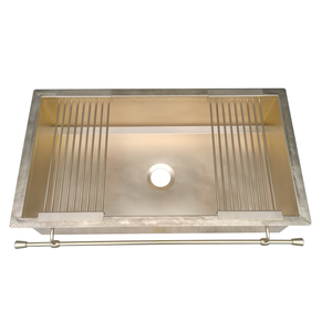 Évier de cuisine moderne personnalisé à <span class=keywords><strong>cuvette</strong></span> unique en laiton Tablier multifonctionnel fait à la main Finition dorée Caractéristiques Robinet Nombre Trous Un - Product Image 4