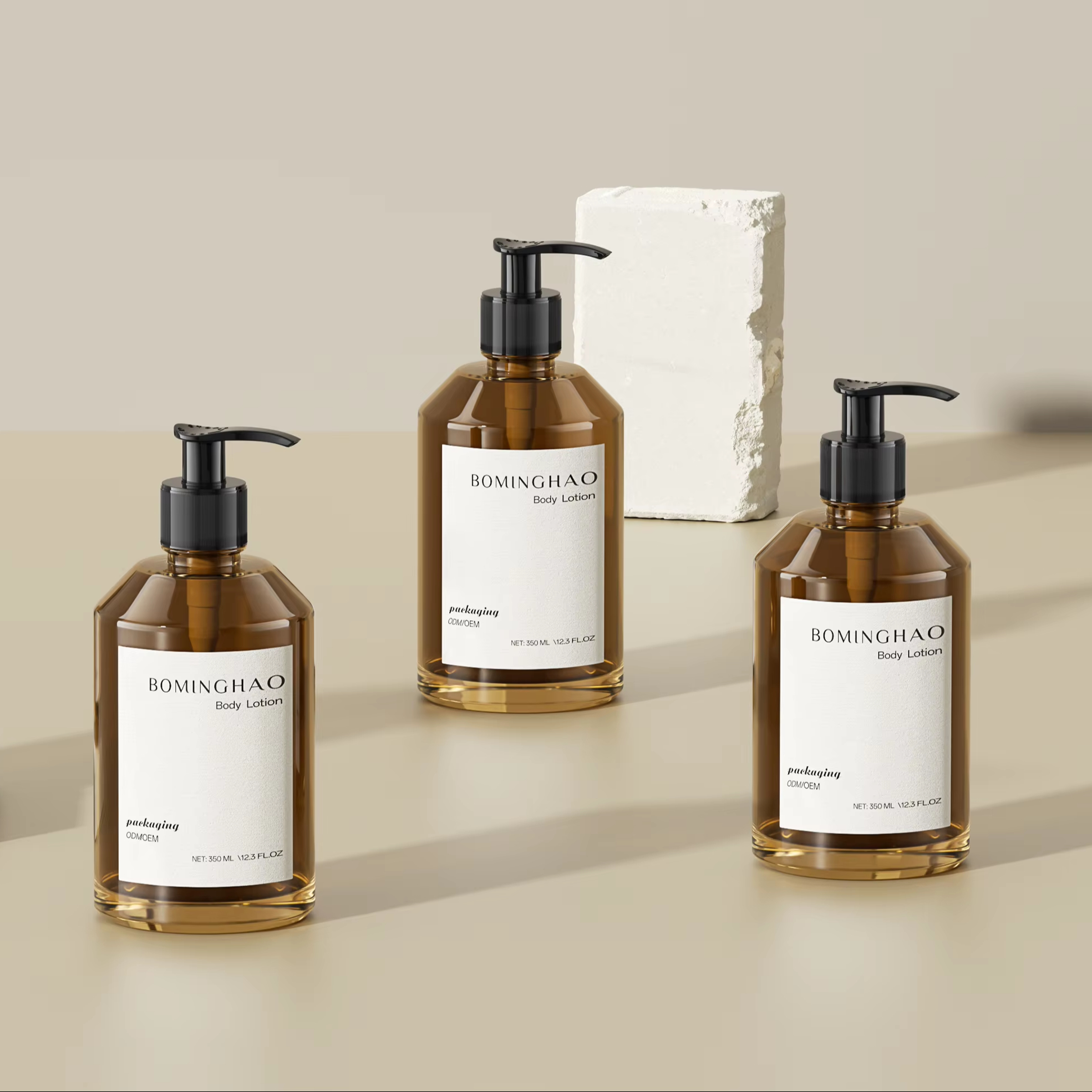 amber glass lotion bottle
