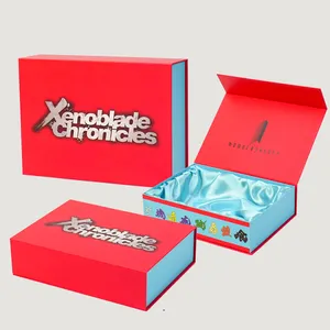 Caixa de embalagem magnética de papel reciclável vermelho com logotipo personalizado Caixa de presente de luxo premium grande por atacado