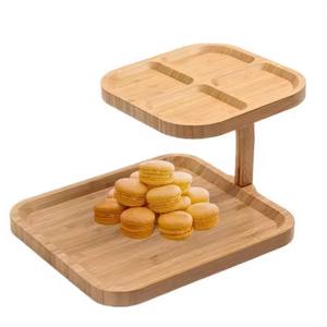 Support de rangement de table en bois double couche Plateau à dessert multicouche avec support amovible pour le service de gâteaux Support pour cupcakes - Product Image 3
