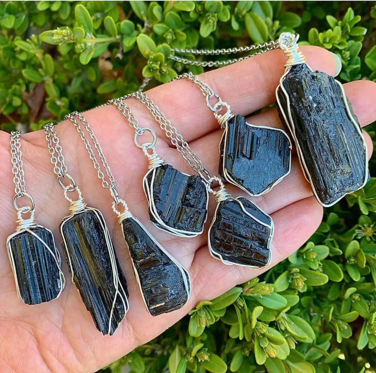 Raw Black Tourmaline Stone Pendant Necklace Healing Crystal Raw Tourmaline  Earrings Jewelry for Womens