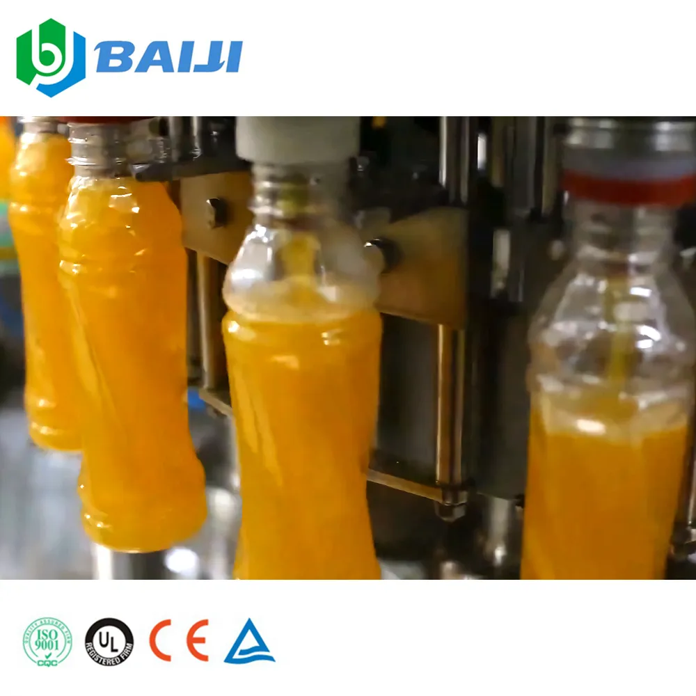 Pequeno negócio garrafa abacaxi laranja manga suco máquina enchimento quente linha produção