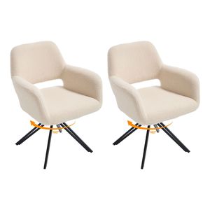 Kaufhof sedie da pranzo girevoli/sedie con braccioli set da 2 in tessuto teddy con ritorno automatico - Product Image 1