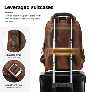 حقيبة ظهر مارانت كريزي هورس من الجلد الطبيعي المقاوم للماء، حقيبة ظهر للسفر مقاس 16 بوصة، حقيبة ظهر جلدية للرجال لحمل الكمبيوتر المحمول. - Product Image 4