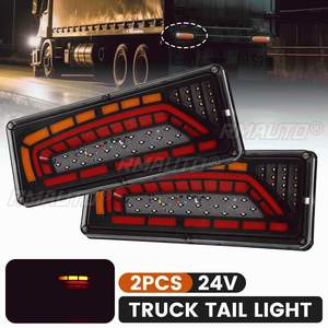 2PCS 24V Feux arrière dynamiques à défilement de couleur, clignotants, feux de freinage et feux de recul pour voiture, remorque, camion, poids lourd 33x14CM - Product Image 1