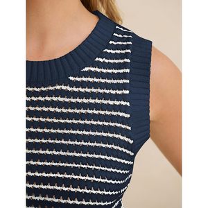 FOXA Womens Striped Sleeveless Knit Vest Top Lightweight Breathable Summer Spring Outer Wear Clothes Vacation Outfits - Product Image 4