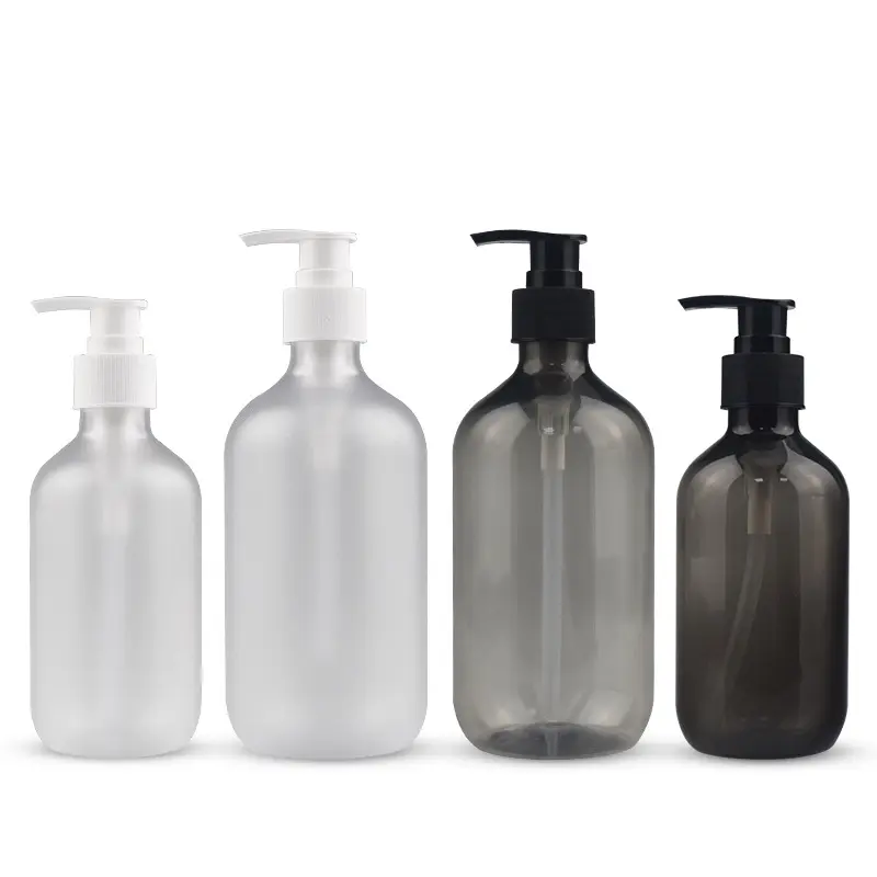 Plastic shampoo bottle 300ml/500ml frosted round shoulder pressing hand sanitizer lotion bottle