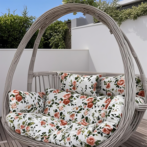 Ghế Đôi Lớn mây rỗng trứng đu wicker dày, kim loại đứng 2 người Patio phòng chờ với đệm (đứng không bao gồm) - Product Image 3